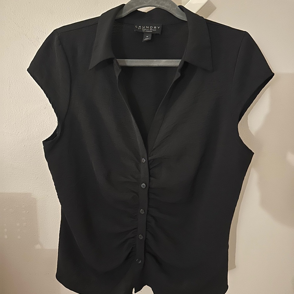 Laundry By Shelli Segal Black Button Down Blouse